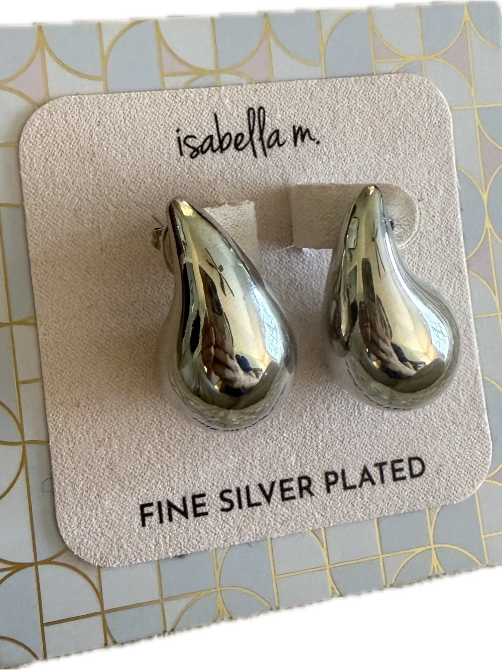 isabella m. Silver-Plated Teardrop Stud Earrings